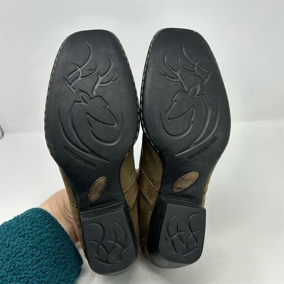 Born Women's Brown Leather Western Ankle Boots Slip On Block Heel Size 7.5M - Picture 8 of 12